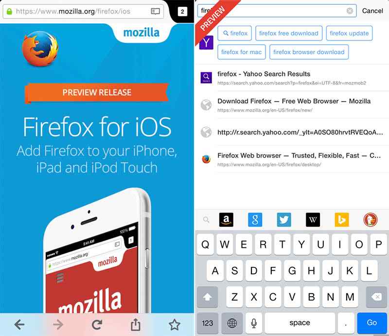 Mozilla Firefox for iOS app